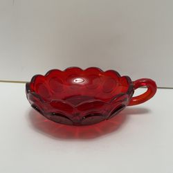 Vintage Fostoria Ruby Red Coin Glass Candy Dish