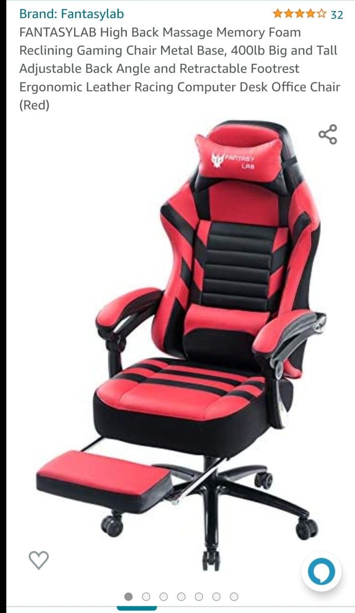 RED/BLACK 400 LBS GAMING CHAIR WITH FOOT REST