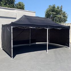 BRAND NEW $205 Heavy-Duty 10x20 ft Canopy w/ 4 Sidewalls, Outdoor Patio Pop Up Tent Gazebo with Carry Bag, Black 