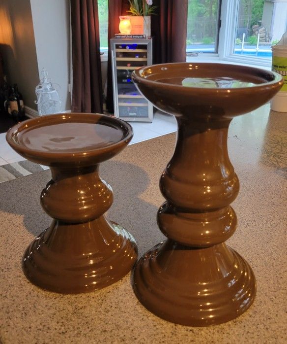 Set Of 2 GOLD CANYON CANDLE candlestick Holders. 7x5 And 10x5