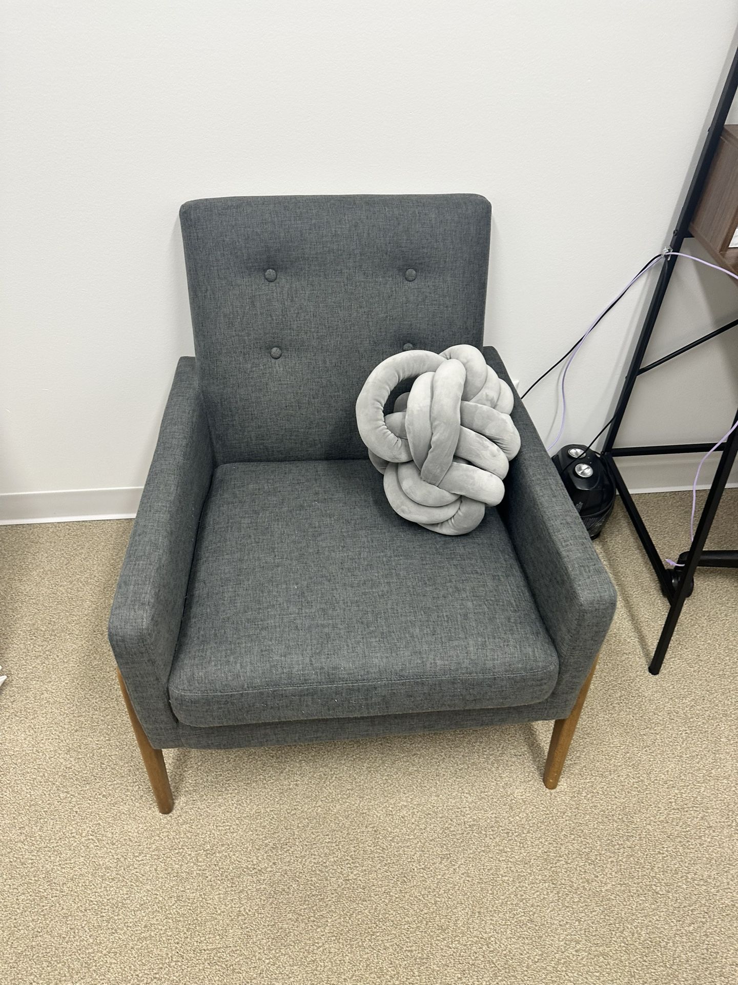 Walnut Wood Upholstered Accent Chair