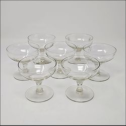 Vintage Low & Short Stem Etched Starburst Champagne Glasses