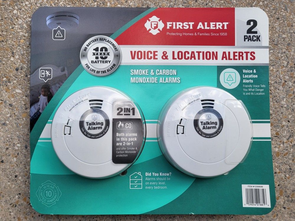 1st Alert Smoke & CO Detectors 2-Pack 10 Yr Battery