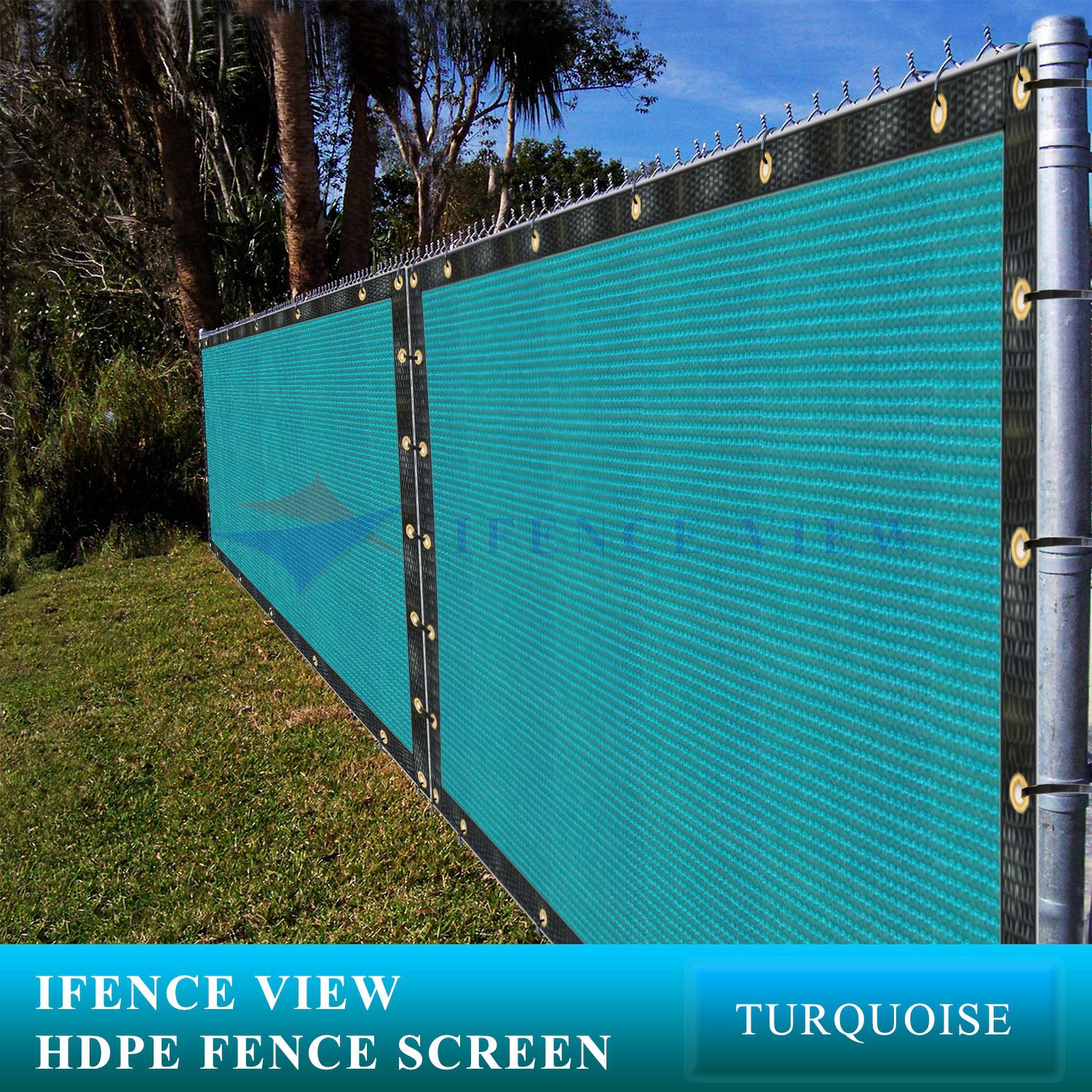 Ifenceview 6'x 25' Turquoise Shade Cloth Fence Privacy Screen Fabric Mesh for Construction Site, Chain Link Fence,  Yard Deck Balcony Driveway Railing