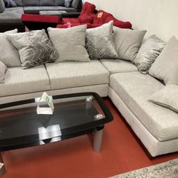Dove Grey Fabric Sectional. Brand New.