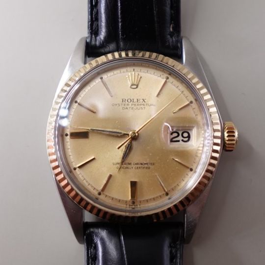 Rolex Datejust 36MM Patina Champagne Dial Leather Strap (1601)
