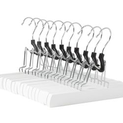 White Wooden Pants Hangers - Closet Organizer (25 Pack)
