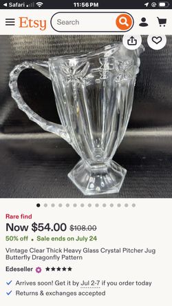 Vintage Thick Crystal Pitcher Jug