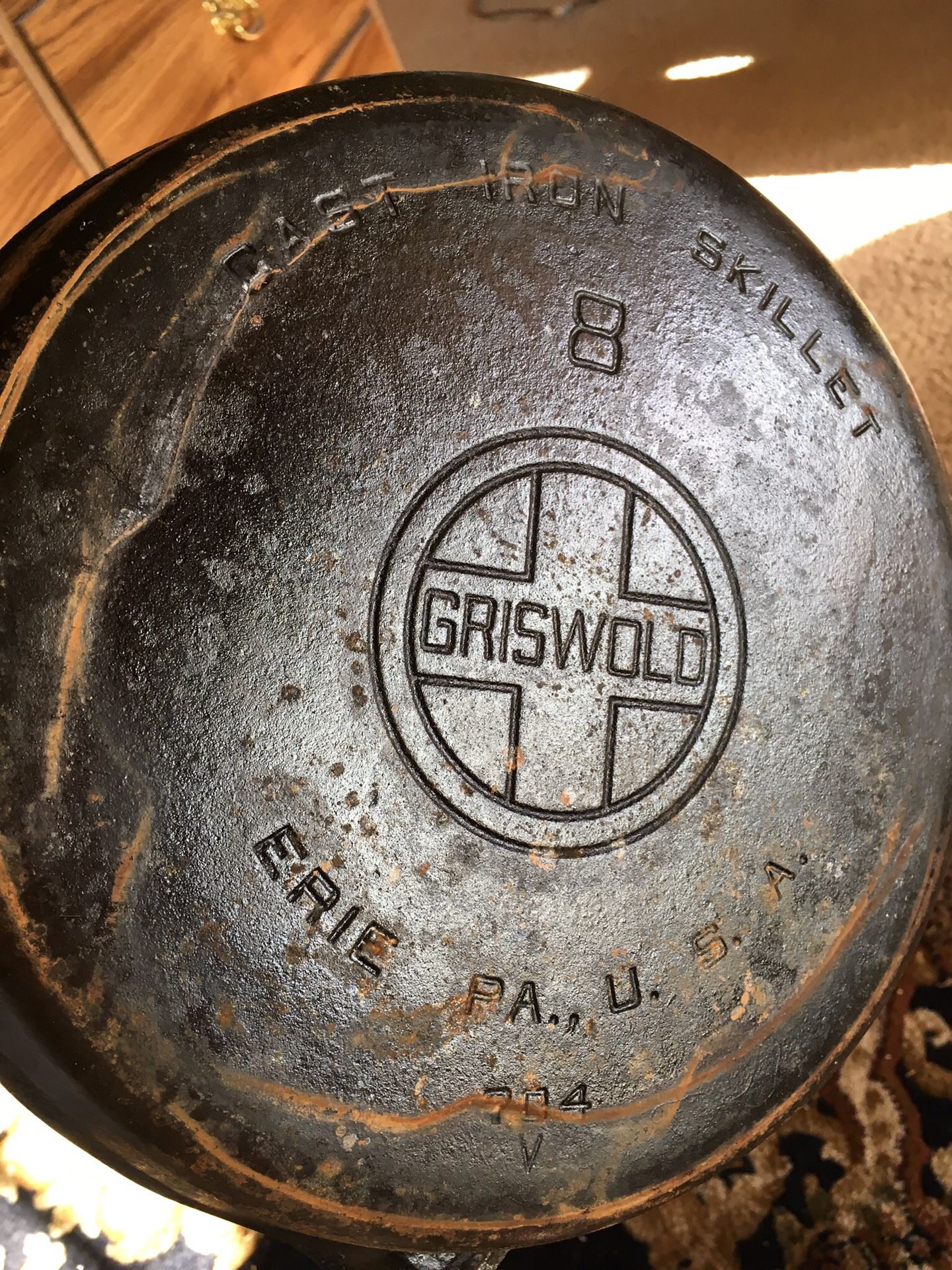 Vintage Griswold Cast Iron Skillet #5- Large Slant Logo- 724A W/ Heat Ring!  RARE for Sale in Pahrump, NV - OfferUp
