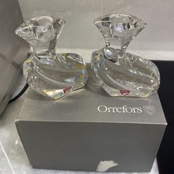 Candle Holders Orrefors Crystal