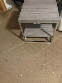 Modern Gray Side Table with Chrome Frame — $30 OBO