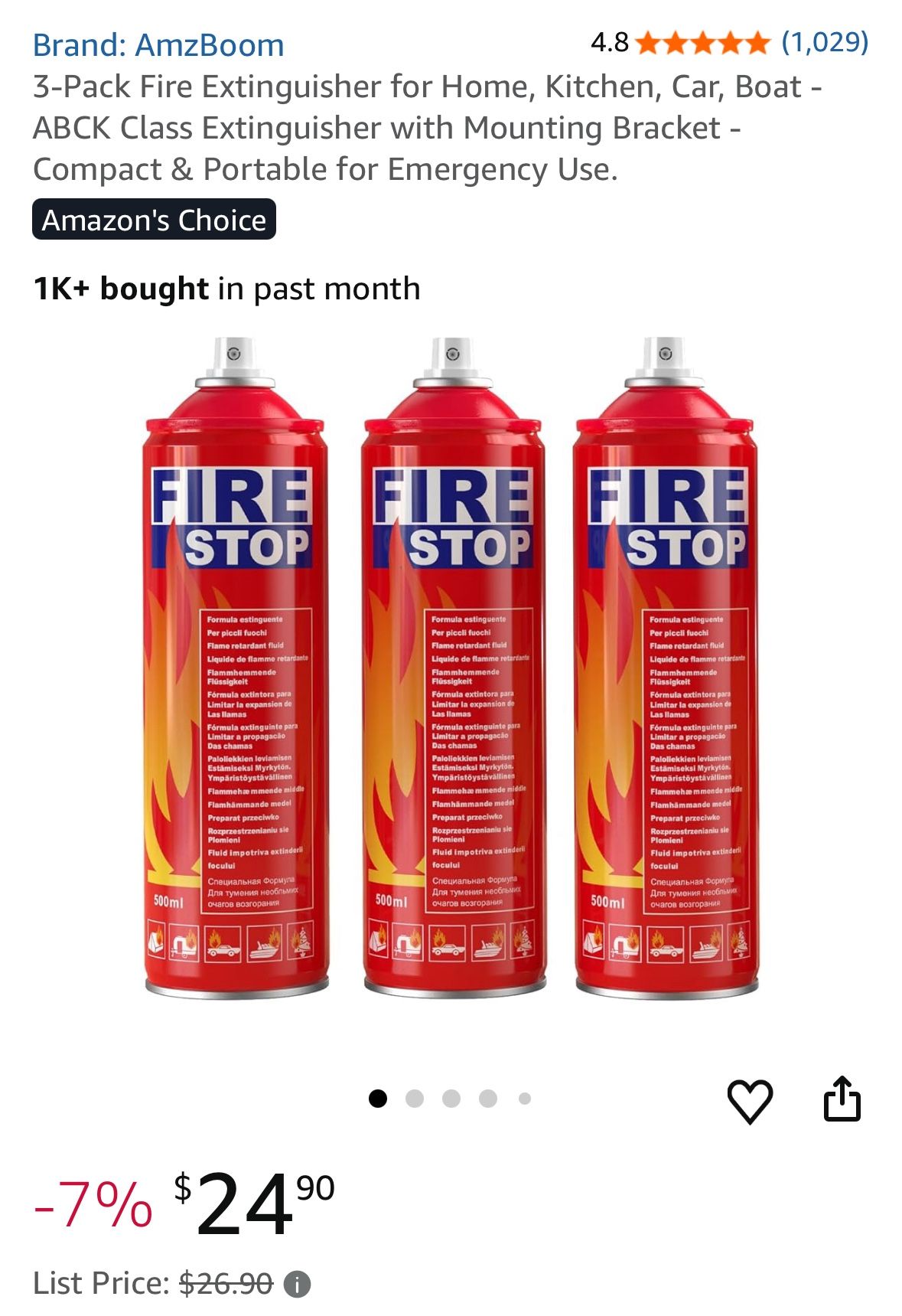 Fire Extinguisher for Home, Kitchen, Car, Boat - ABCK Class Extinguisher with Mounting Bracket - Compact & Portable for Emergency Use