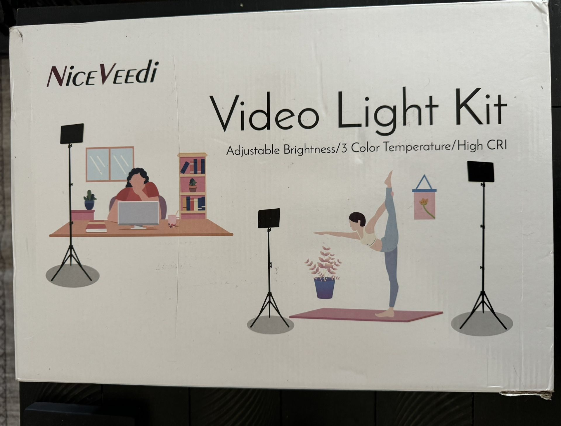 2-Pack LED Video Light Kit, NiceVeedi Studio Light, 2K Dimmable Photography Lighting Kit with Tripod Stand&Phone Holder, 73" Stream Light for