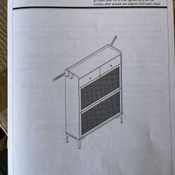  Wood Rattan Shoe Cabinet 