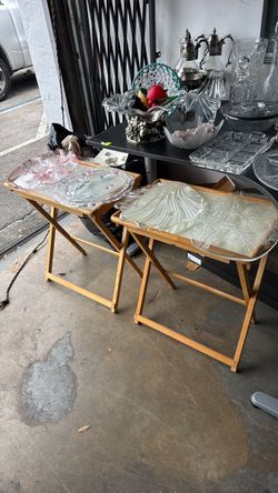 2 small folding tv dinner tables or side tables