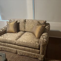 Floral Loveseat with Gold Pillows for sale