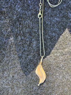 Real Silver Necklace, The Leaf is Gold Plated
