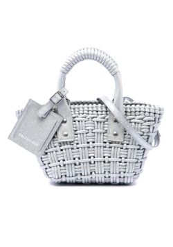 Balenciaga Silver Woven Basket Bag with Tag