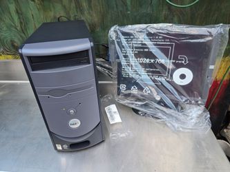 Working Vintage Dell Dimension 3000 Desktop PC Complete Set - Cords, keyboard, mouse, discs