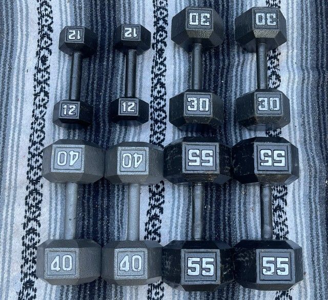 SET OF DUMBBELLS (PAIRS OF) : 12s  30s  40s. 55s 