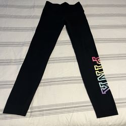 PINK Victoria's Secret Black Leggings with Multicolor Logo