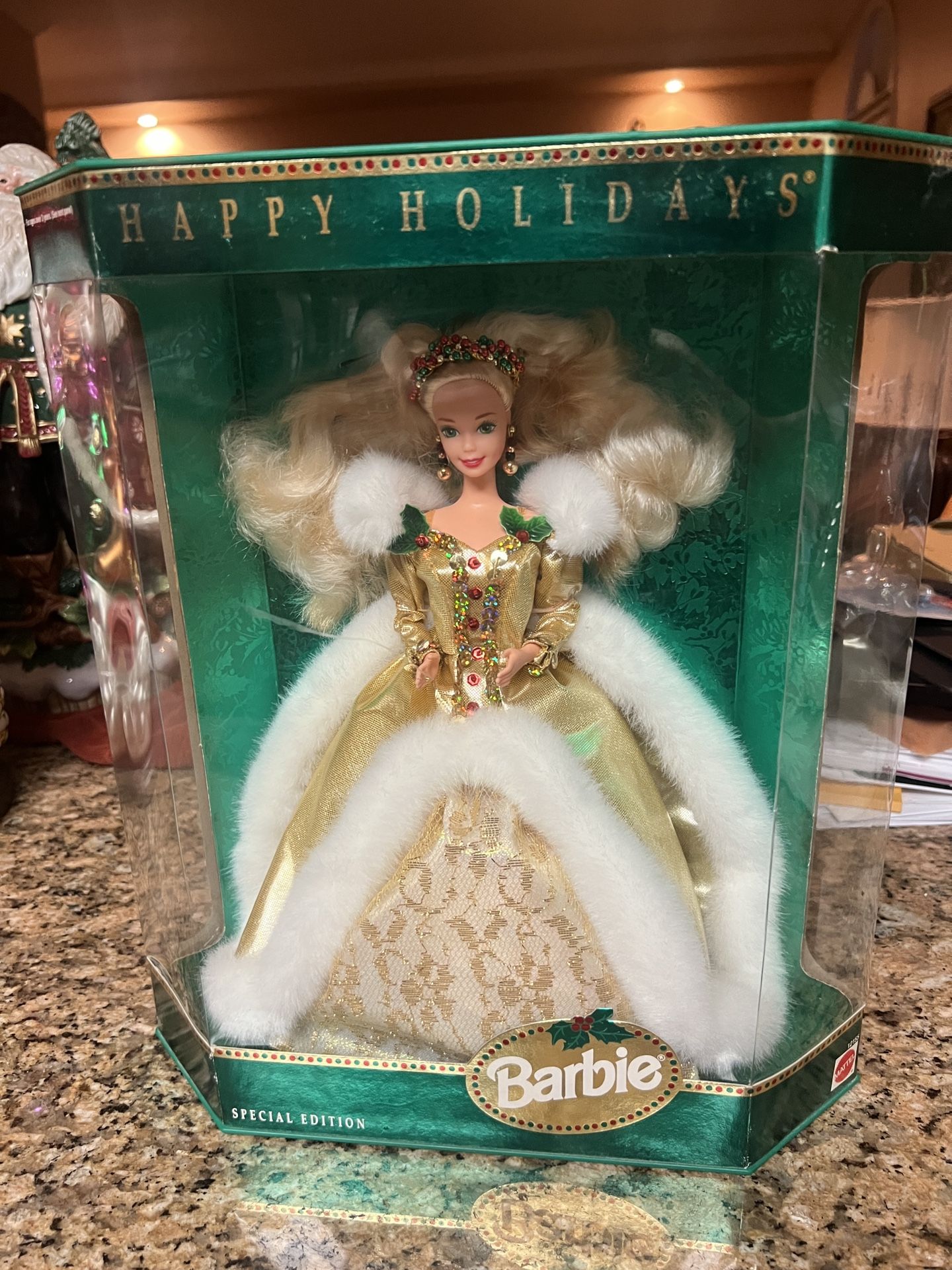 1994 Happy Holiday Barbie 12155 Green Eyes Doll