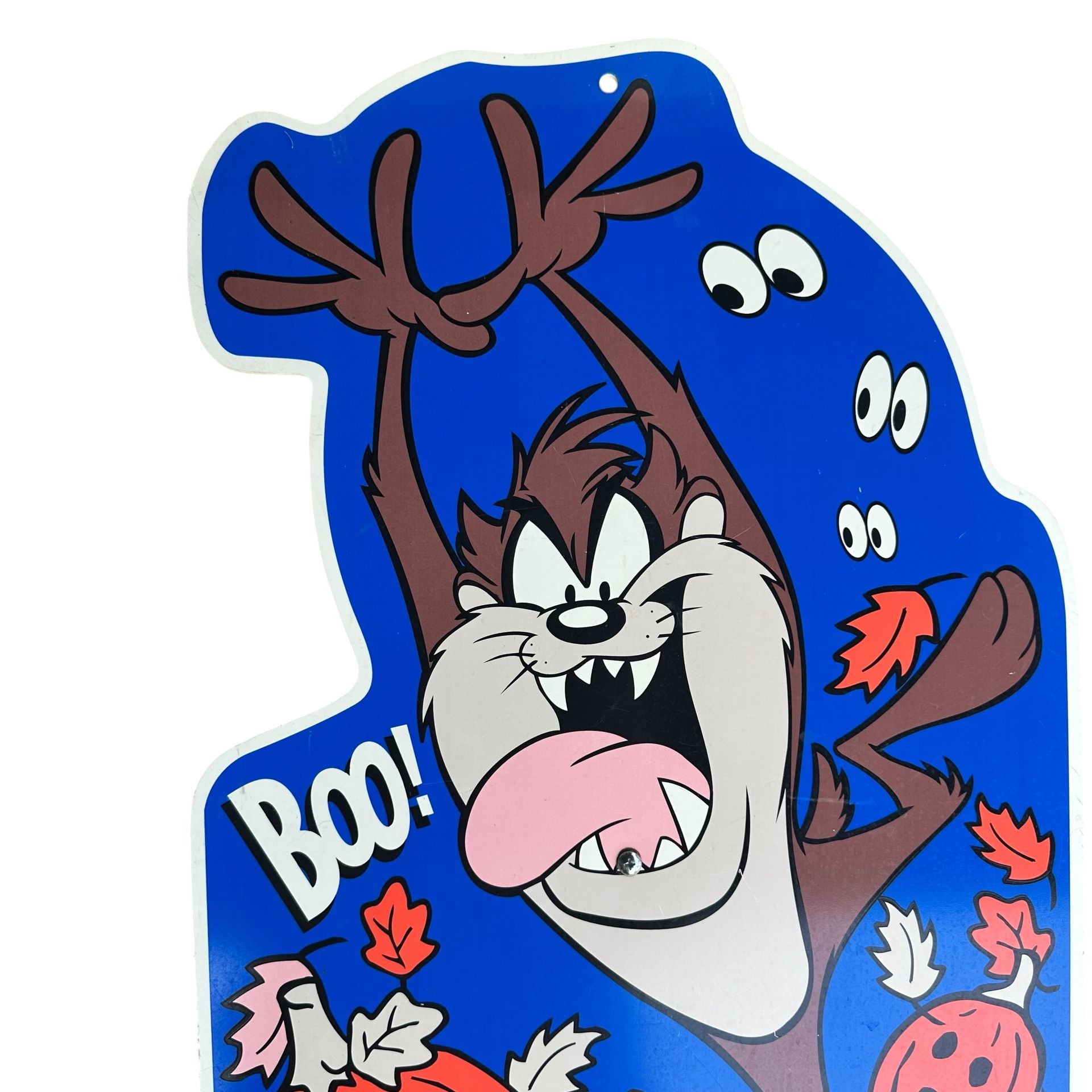 Vintage 90s Halloween Yard Stake Sign Looney Tunes Taz Tasmanian Devil Cartoon Fall Holiday Decor