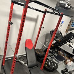Squat rack complete with weights