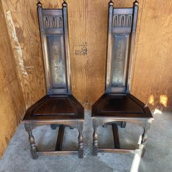 1873 -Antique-Pair of Gothic Decorated Wooden Chairs by Kittinger!