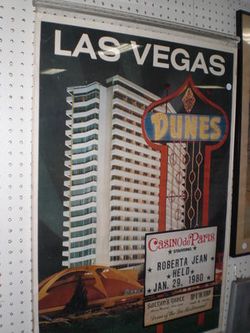Vintage 1970s Dunes Las Vegas Poster in acrylic frame