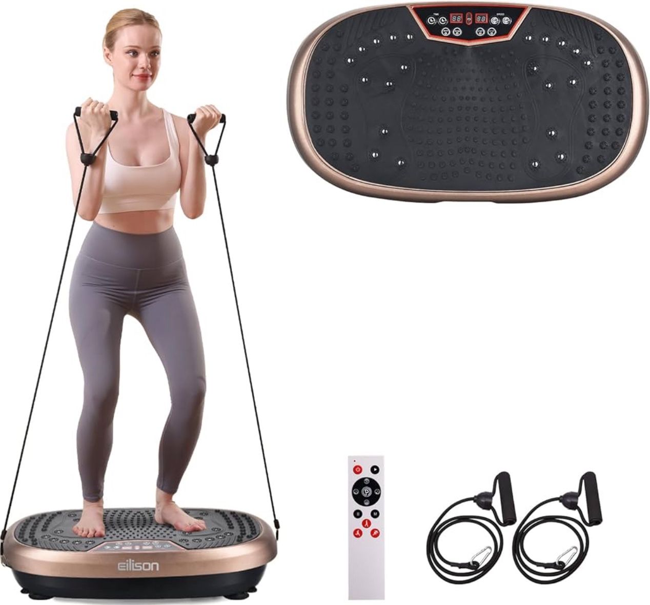 EILISON FitMax 3D XL Vibration Plate Exercise Machine - Whole Body Workout Vibration Platform w/Loop