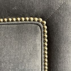 Velvet Gray with silver studs full size bed headboard heavy - 58 inches wide /. 57 inches high/.   3 inches thick  only 