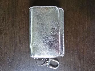 Tory Burch Emerson Crinkle Metallic Flap Card Case Wallet