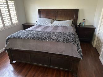 Cal King bed frame and two night stands