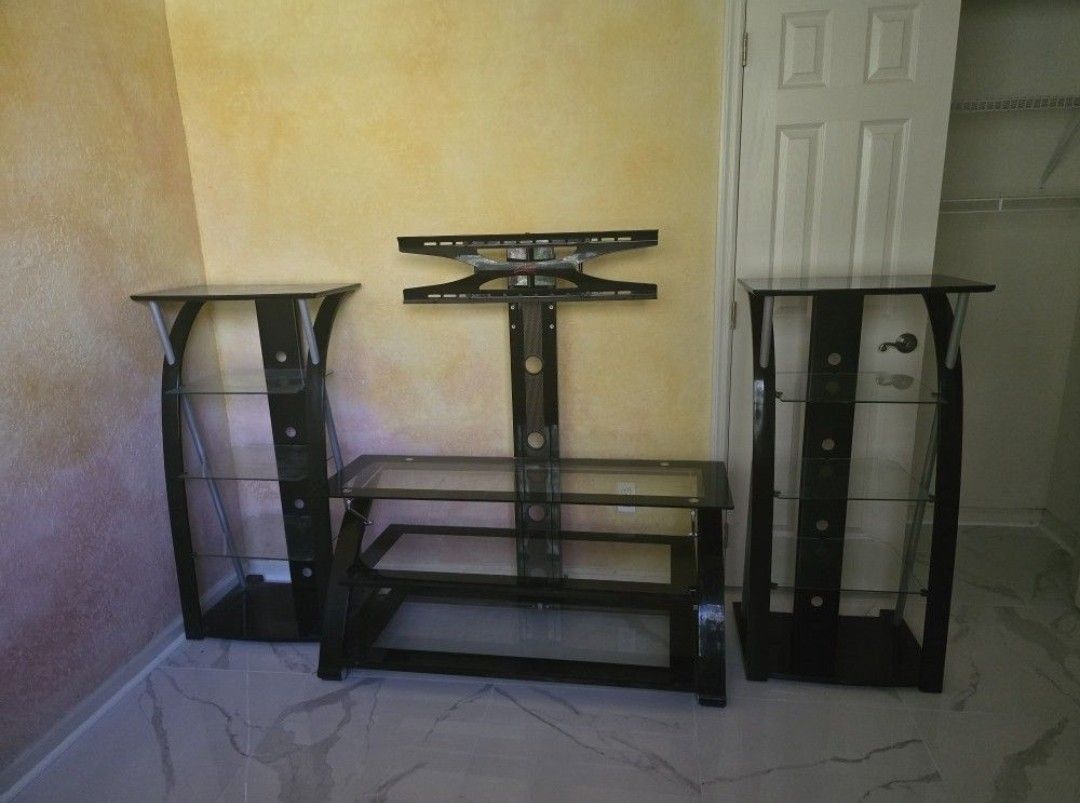 Black Metal Entertainment Center TV Stand