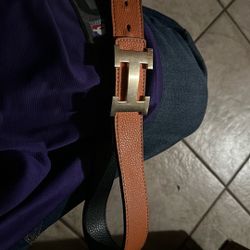Hermes Reversible Orange And Black Belt