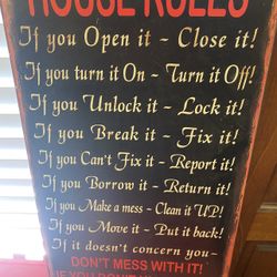 Metal House Rules Sign 