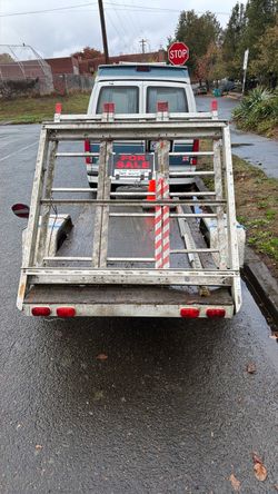 Metal Trailer in good condition. Has corner brackets for siding. Doesn’t have the side walls. Rear ramp. Tires are like new as well as an extra wheel