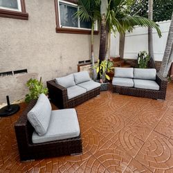 Beautiful Rattan Sofa Patio Set 3 Pieces Outdoor Furniture 