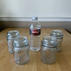 Set of 4 Vintage Glass Jars with Lids