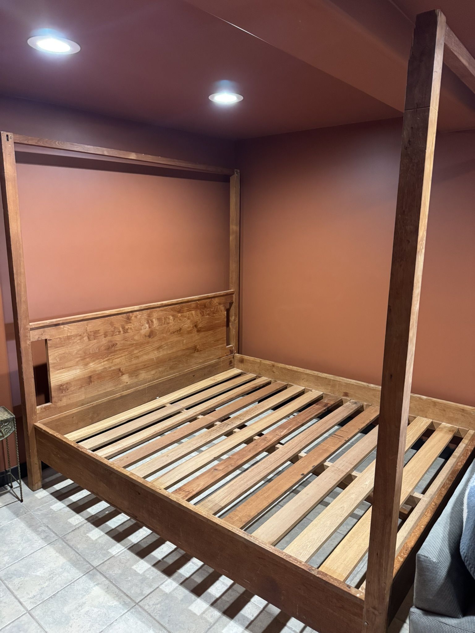Solid Wood Canopy Bed Frame – Oversized Queen/Short King