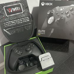 7 Watts Elite Series 2 Controller Modded - Custom Pro Rapid Fire Mod - for Xbox One Series X S Wireless & Wired PC Gaming - Red LED Lights