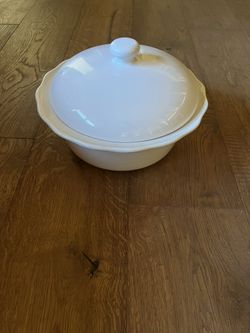 Large White Bowl with Lid