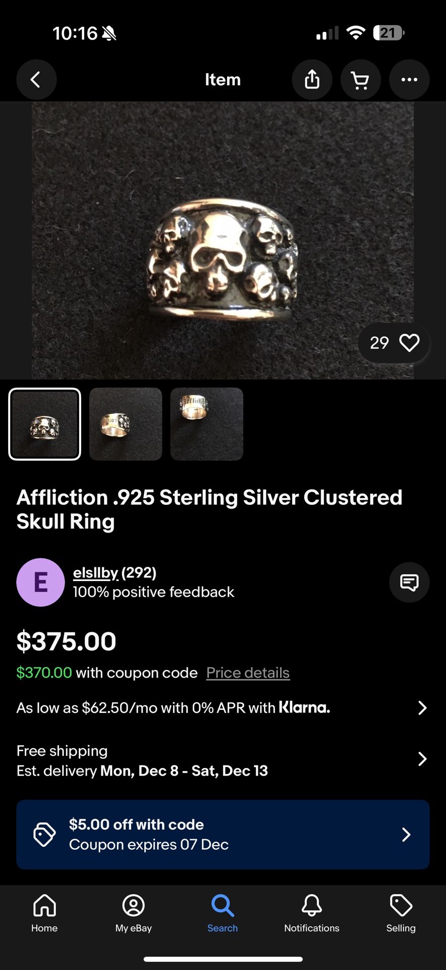 Affliction ring