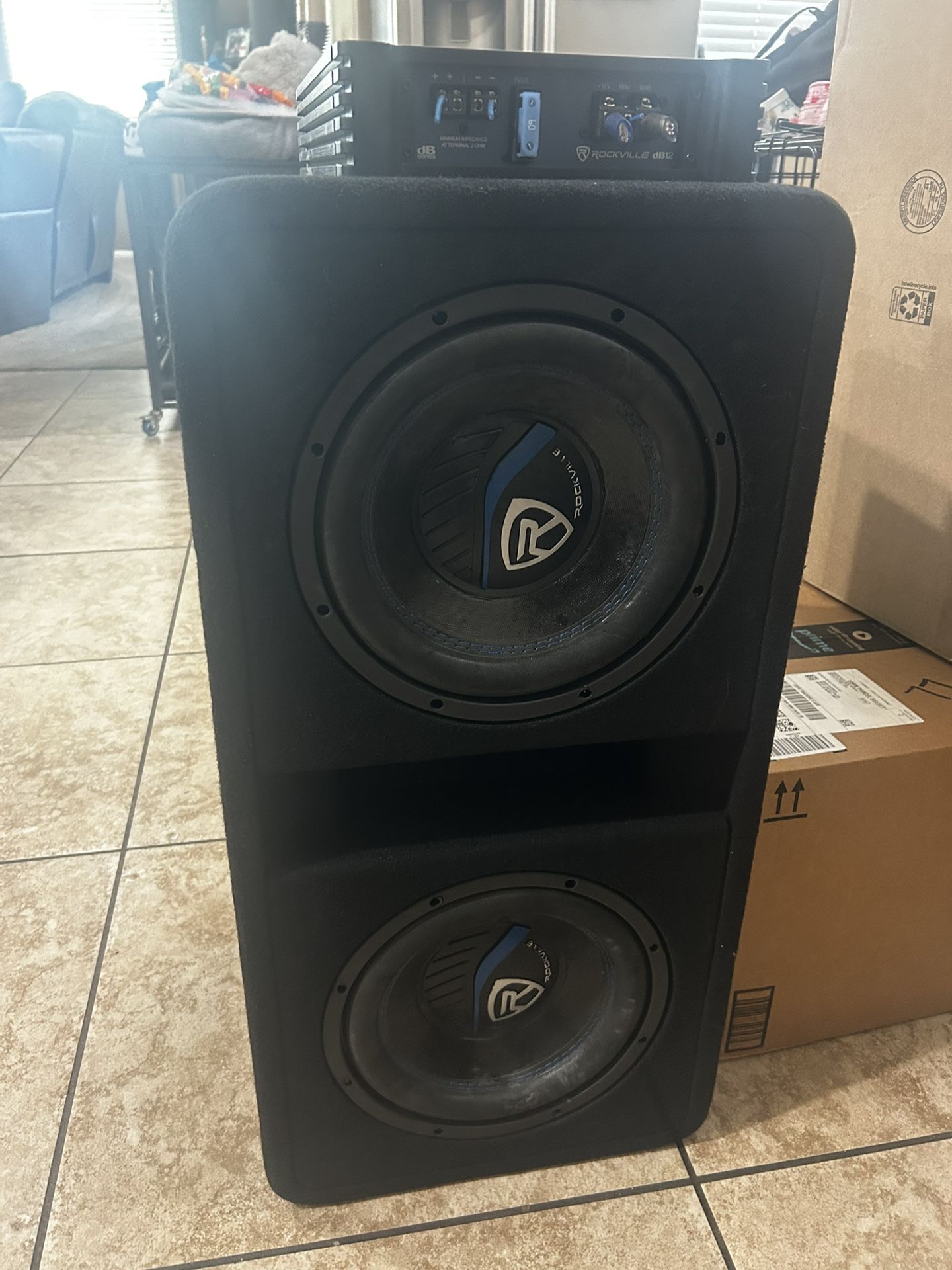 Brand New 2 10” Subs With DB12 Amp 