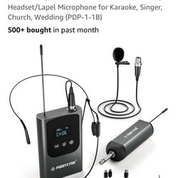 Phenyx Pro Single Digital Wireless Microphone System, w/Mini Receiver, Bodypack Transmitter,15 Channels in 900MHz UHF Band, Headset/Lapel Microphone f