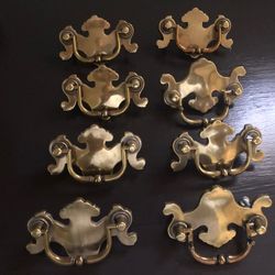 Solid Brass Drawer Pulls- Set Of 8