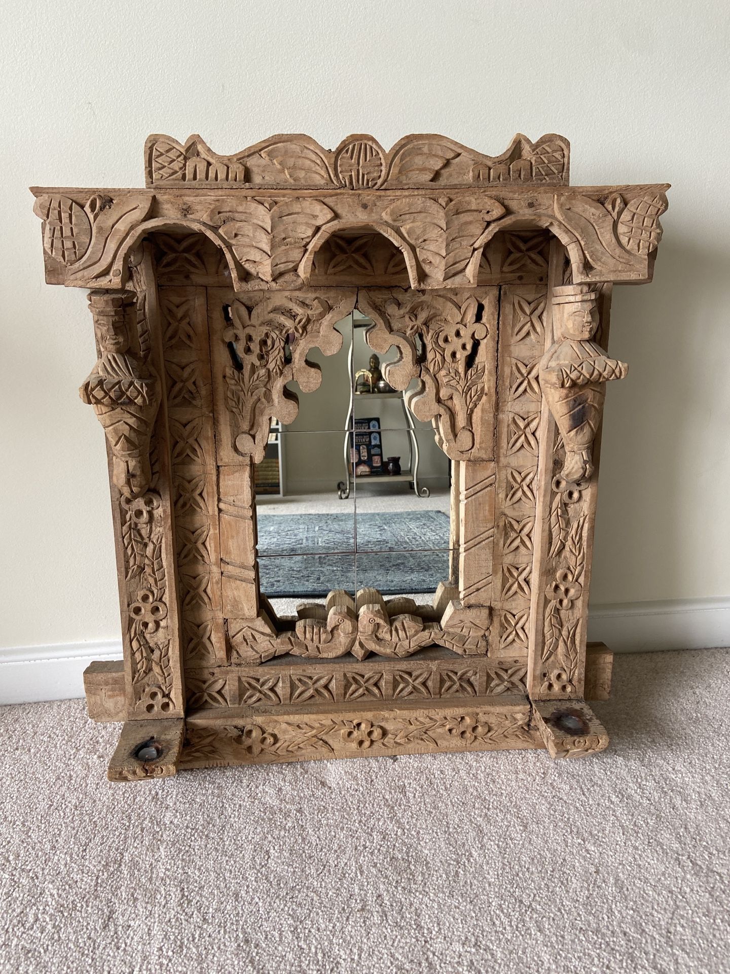 Antique Real Nepalese Newari Intricately Hand Carved Window