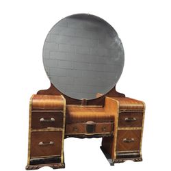 1930's Art Deco Period Waterfall Vanity with Mirror