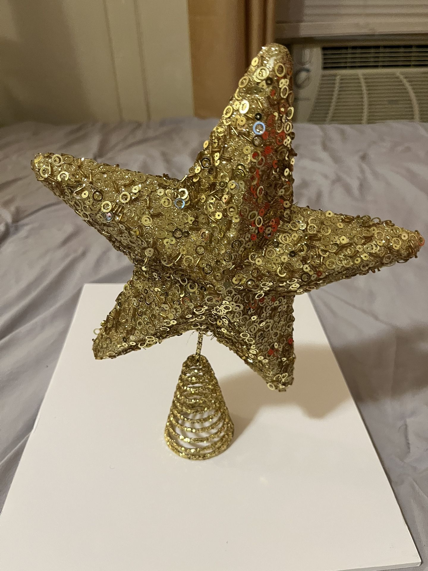 Gold Sequin Star Christmas Tree Topper